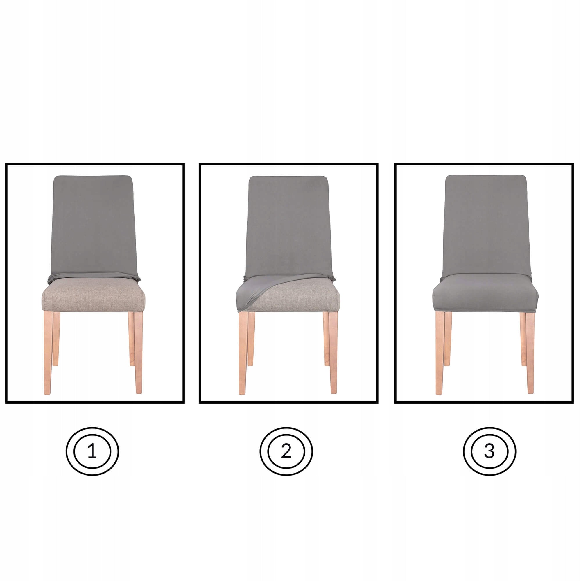 Set 4 huse universale pentru scaun, marime universala, poliester si spandex, 45 cm x 60 cm, negru