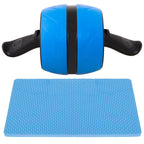 Aparat fitness tip roata pentru abdomene cu covor din spuma, albastru negru