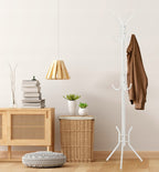 Cuier hol metalic 178 cm, 12 carlige, design minimalist, alb