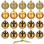 Set globuri de Craciun, 20 bucati, 3 modele, 4cm, auriu