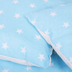 Cort copii  stil indian Teepee Tent cu fereastra, covoras gros si 2 perne, alb albastru