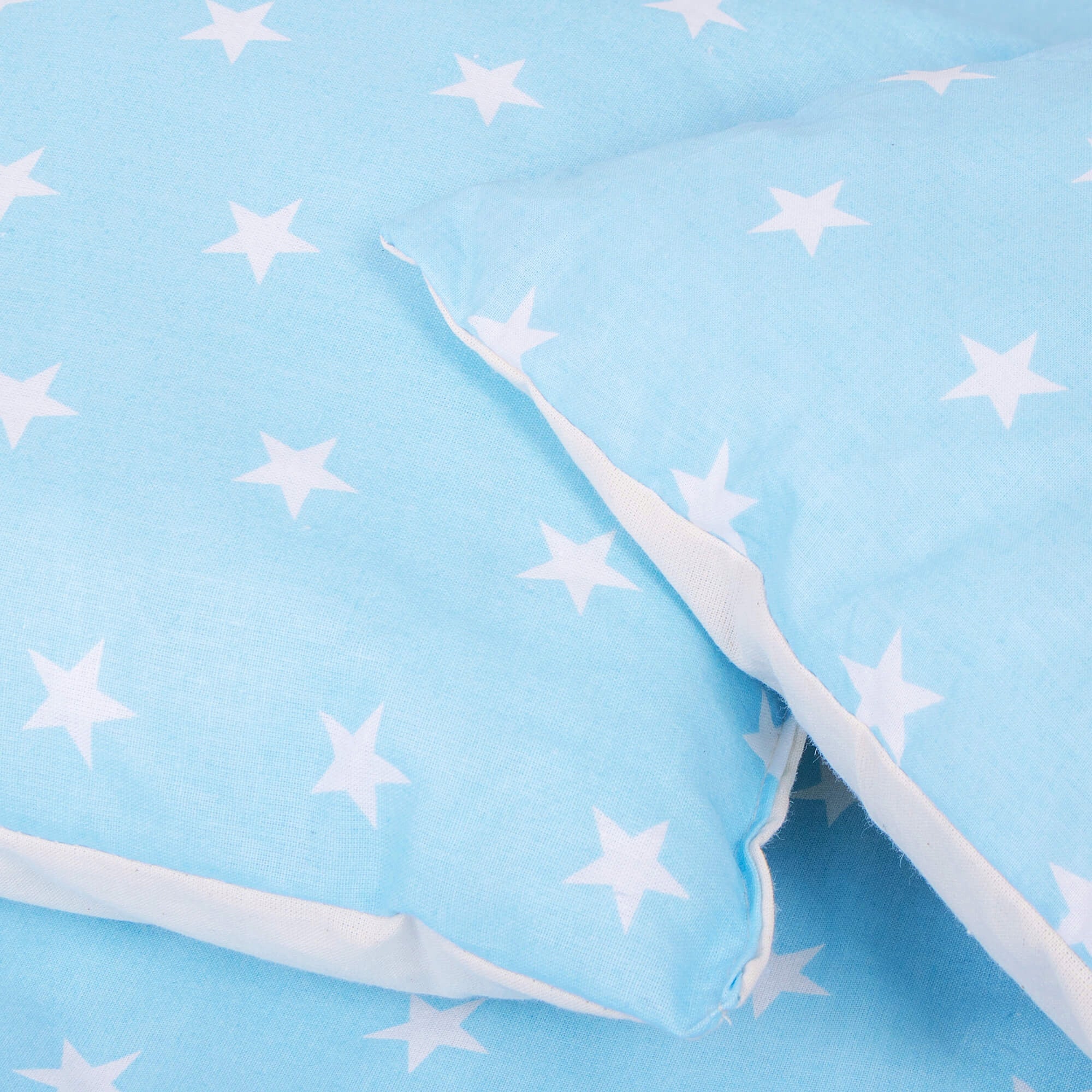 Cort copii  stil indian Teepee Tent cu fereastra, covoras gros si 2 perne, alb albastru