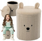 Taburet pentru copii, pliabil cu spatiu depozitare, 80kg, 28×34 cm, bej