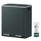 SONGMICS Cos de gunoi din inox cu 2 compartimente colectare selectiva, cu galeti interioare, 2x30litri, gri inchis