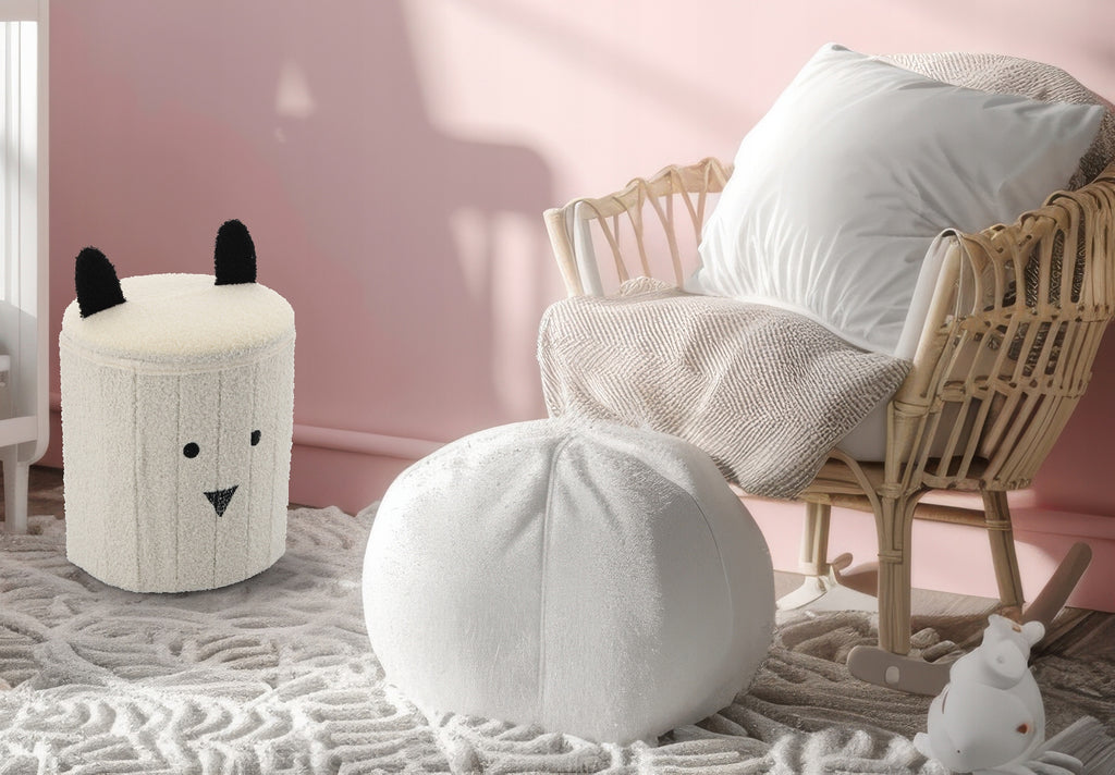 Taburet pentru copii, pliabil cu spatiu depozitare, 80kg, 28×34 cm, bej