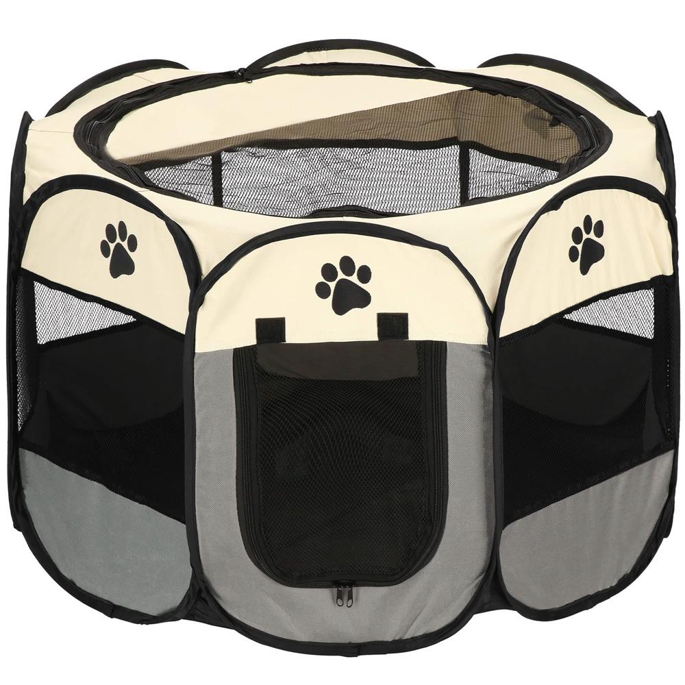 Tarc pliabil pentru animale de companie, diametru 114cm, gri crem