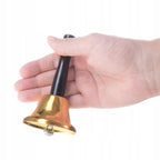 Clopotel auriu din metal, cu maner din lemn, 12cm