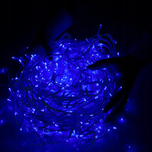 (DL) Ghirlanda luminoasa tip perdea 200 LED-uri, 8m, pentru interior/exterior, iluminare albastra