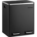 SONGMICS Cos de gunoi din inox cu 2 compartimente colectare selectiva, cu galeti interioare, 2x15litri, negru