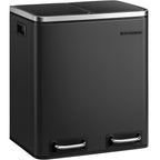 SONGMICS Cos de gunoi din inox cu 2 compartimente colectare selectiva, cu galeti interioare, 2x15litri, negru