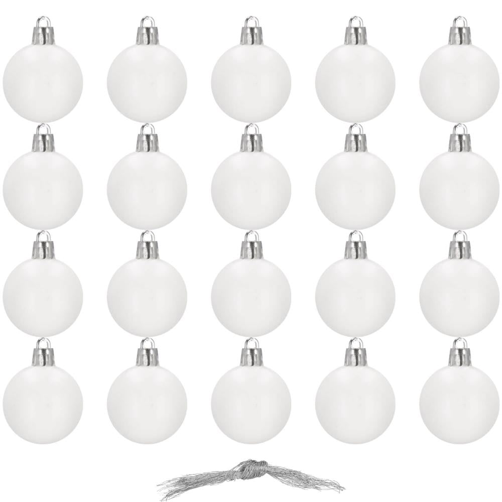 Set globuri de Craciun, 20 bucati, 3 modele, 4cm, alb