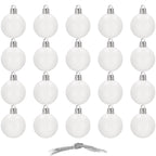 Set globuri de Craciun, 20 bucati, 3 modele, 4cm, alb
