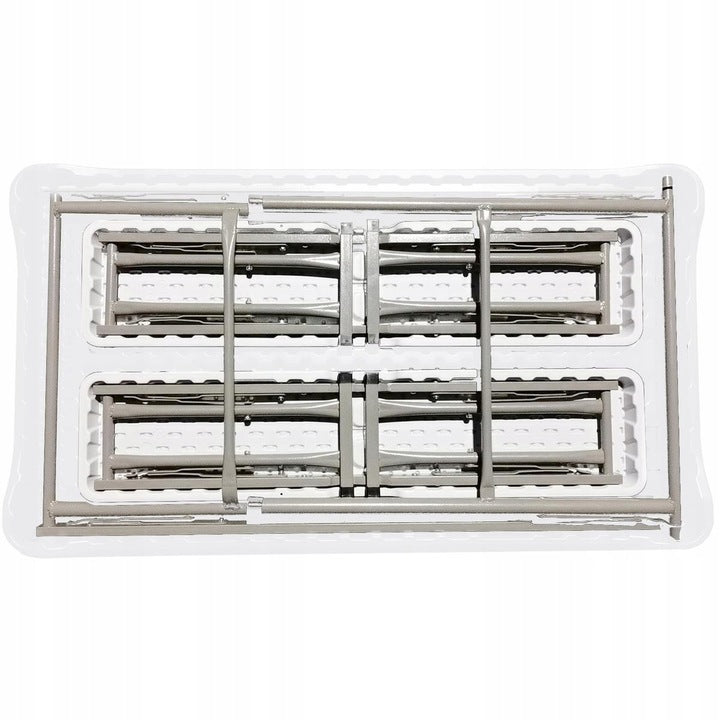 Set mobilier de camping pliabil, masa cu 2 banci, structura otel cu HDPE, 108x60cm, alb