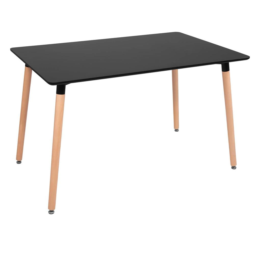 Masa dining bucatarie, dreptunghiulara, 120x80x74 cm, Blat MDF, Picioare lemn, Negru