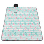 Patura pentru picnic sau plaja, cu folie izolatoare si maner, 200x200cm, flamingo, verde roz