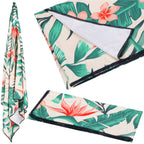 Prosop de plaja cu uscare de rapida, husa de transport, 90x180cm, model floral