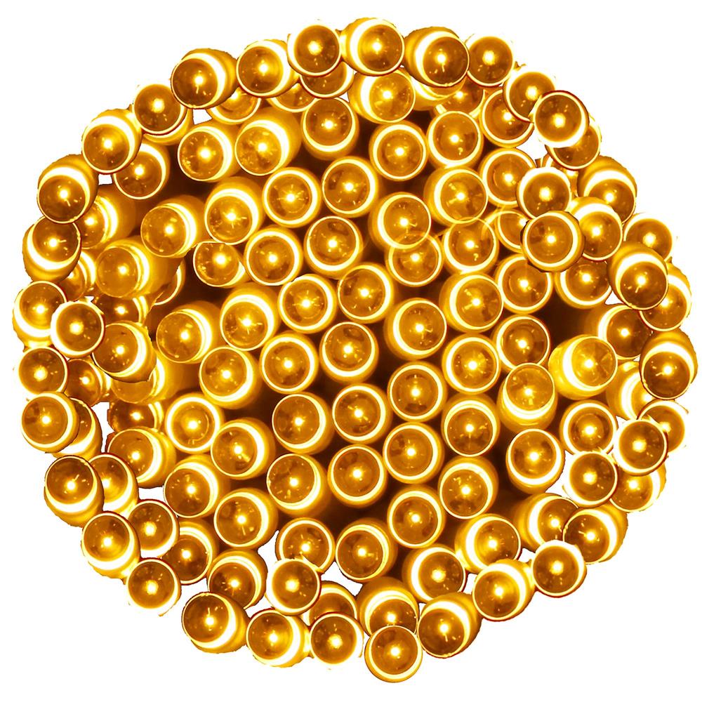 Instalatie lumini de exterior pentru gradina, 10 metri, 100 LED-uri, cu baterii, galben