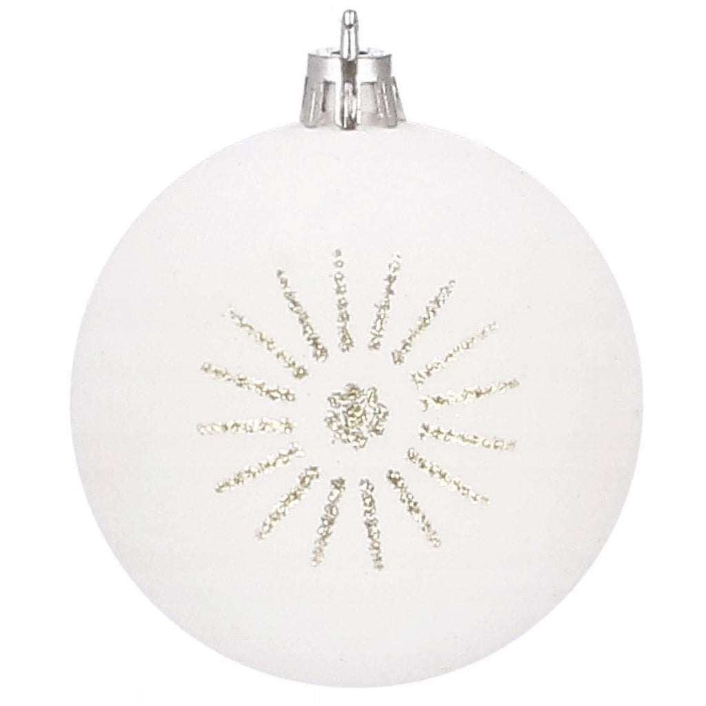 Set globuri de Craciun cu modele de sarbatori, 30 bucati, 7cm, alb auriu