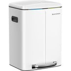 SONGMICS Cos de gunoi din inox cu 2 galeti interioare, colectare selectiva, 2x20 litri, alb