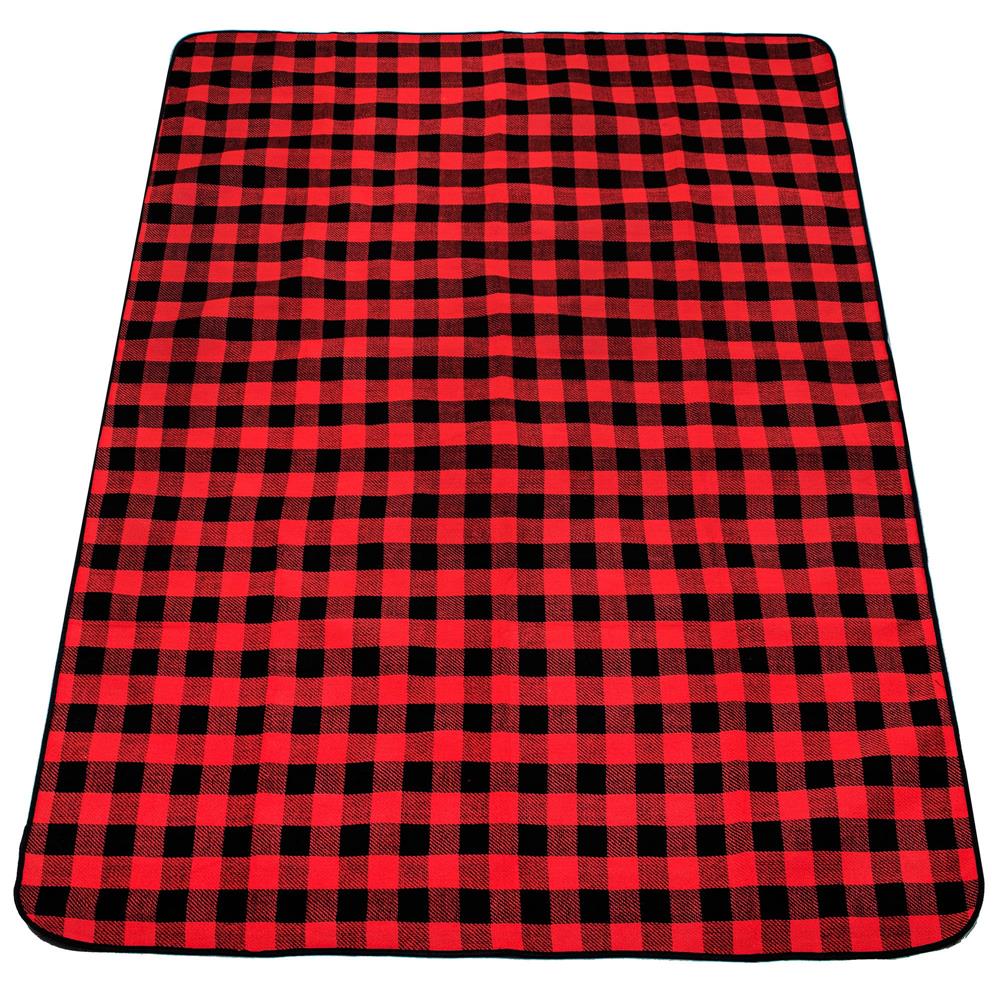 Patura pentru picnic sau plaja, cu folie izolatoare si maner, 150x200cm, rosu negru