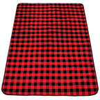 Patura pentru picnic sau plaja, cu folie izolatoare si maner, 150x200cm, rosu negru