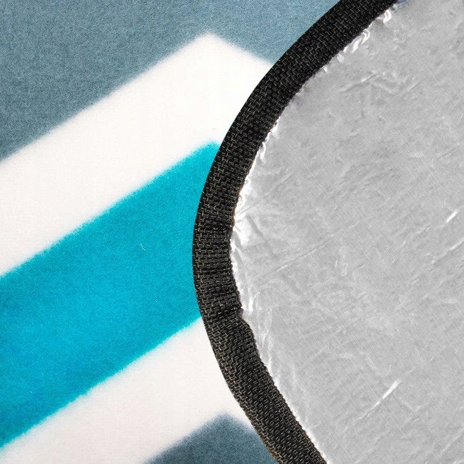 Patura pentru picnic sau plaja, cu folie izolatoare si maner, 160x200cm, alb albastru