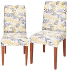 Set 4 huse pentru scaun, marime universala, poliester si spandex, 38x70cm, alb, gri si galben