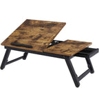 SONGMICS Masa de pat pentru laptop, plabila si reglabila, 55x35x23 cm, maro