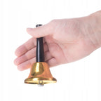 Clopotel auriu din metal, cu maner din lemn, 12cm