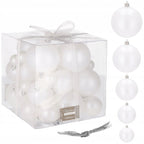 Set globuri de Craciun, 37 bucati, 3-8cm, alb perla