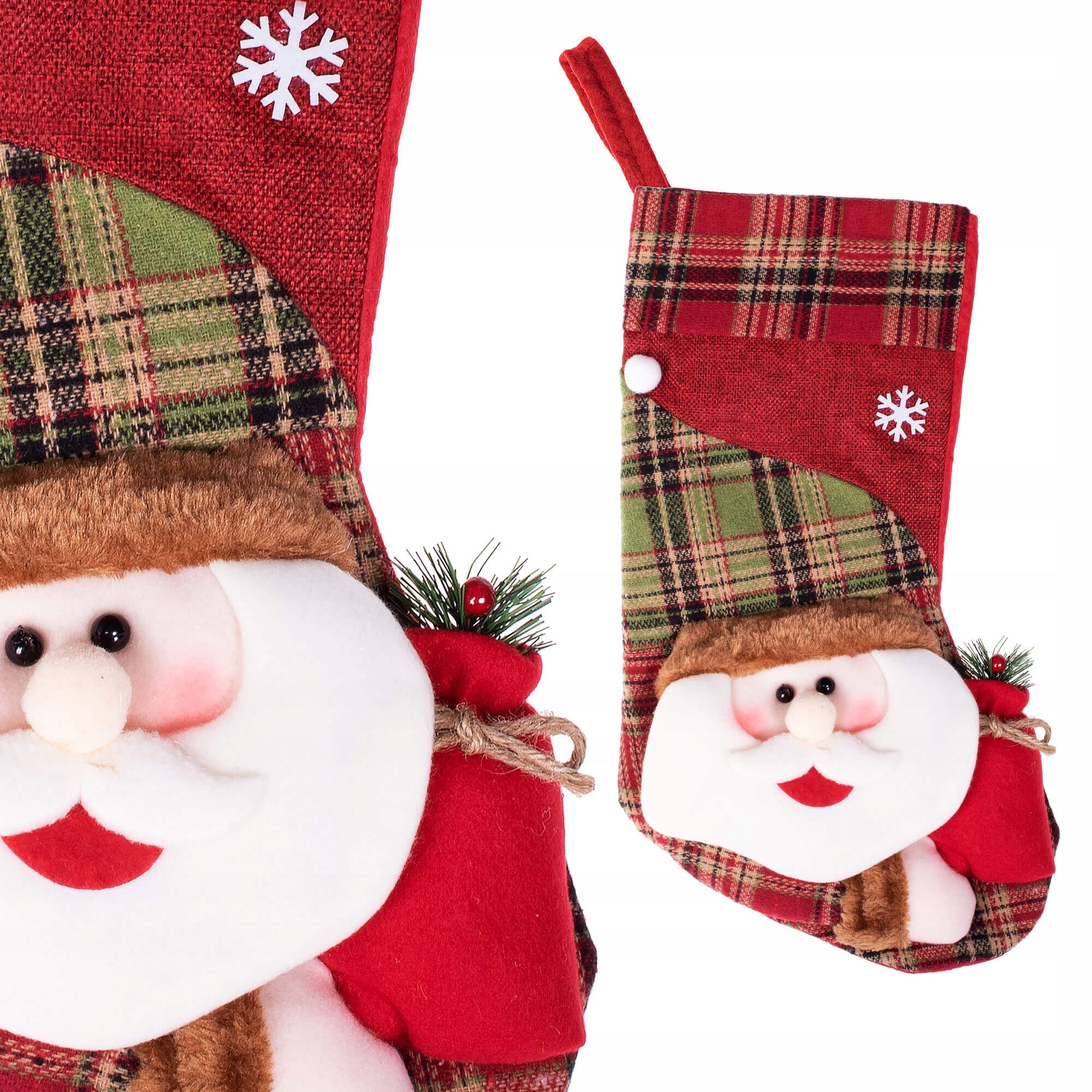Decoratiune Craciun, soseta pentru cadouri cu Mos Craciun 42cm, rosu