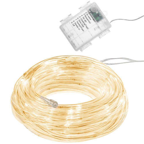 (DL) Instalatie tub furtun luminos pentru Craciun cu baterii 3xAA, 50 LED-uri, 5m, galben