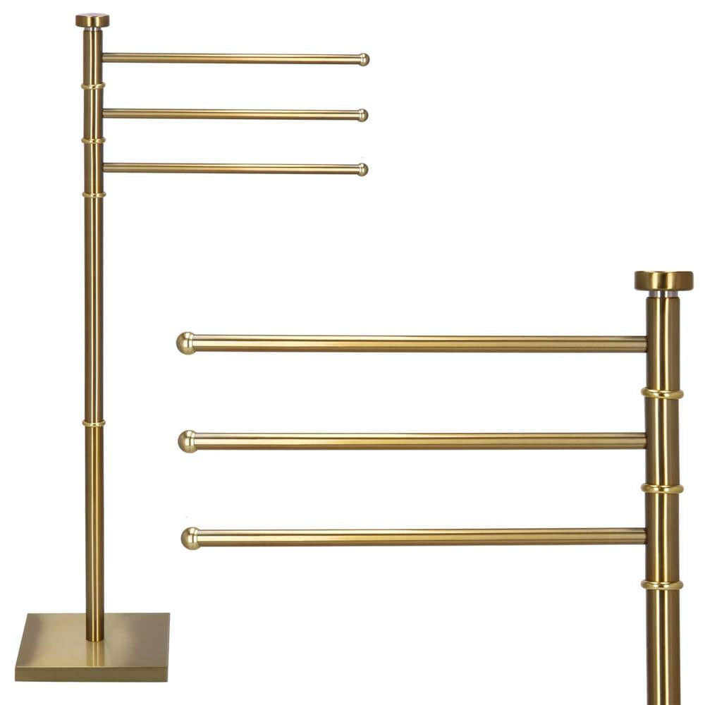 Suport cuier pentru prosoape cu 3 brate, inaltime 86cm, auriu lucios