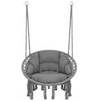 Scaun rotund  tip leagan suspendat cu perna Confort Plus casa sau gradina, gri inchis