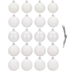 Set globuri de Craciun, 20 bucati, 5 modele, 6cm, alb