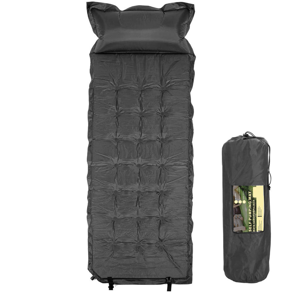 Saltea plabila cu perna din spuma poliuretanica, cu autoumflare, 193x68x3.5cm, gri