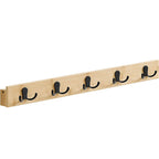 SONGMICS Cuier de perete pentru hol sau baie, 5 carlige duble, 5x70x7 cm, maro natural