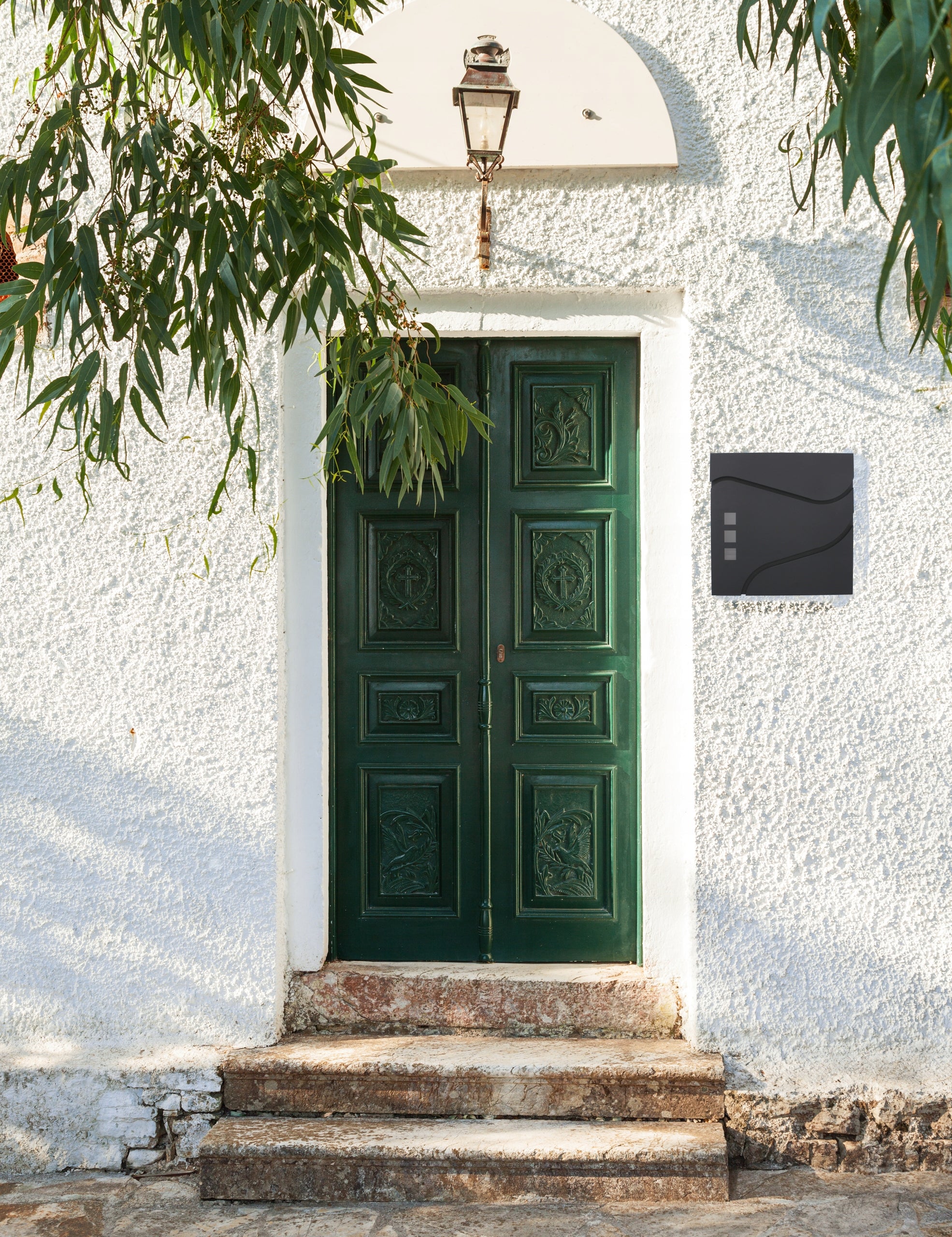 Cutie postala de exterior, pentru gard sau perete, din otel zincat, cu incuietoare, 37x11x37cm, gri inchis