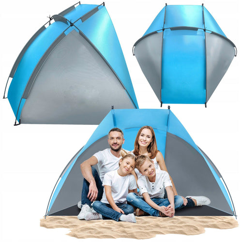 Cort plaja si picnic deschis , protectie UV, 220x115x120cm, albastru gri