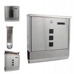 Cutie postala de exterior, pentru gard sau perete, din otel zincat, cu incuietoare, 37x11x37cm, gri argintiu