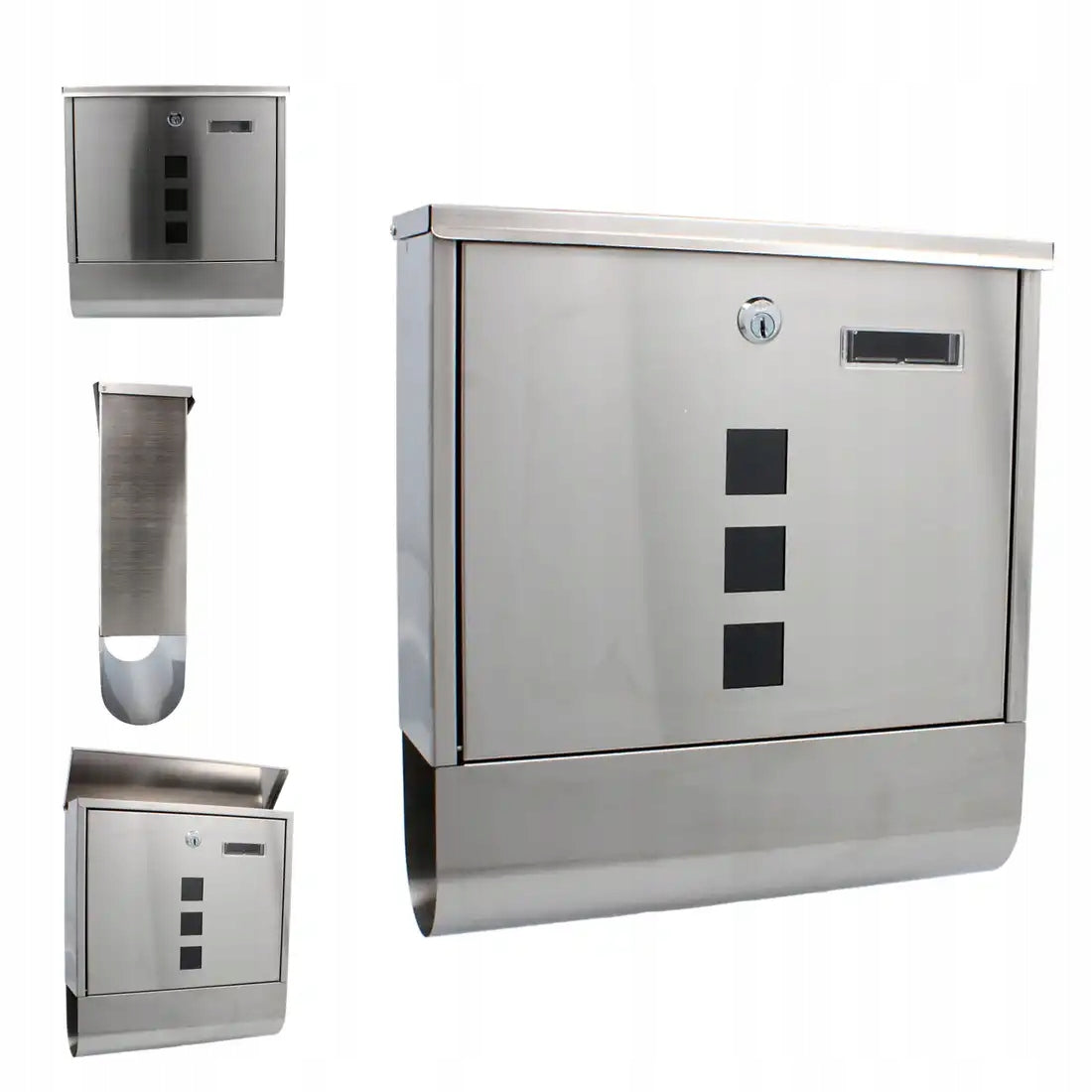 Cutie postala de exterior, pentru gard sau perete, din otel zincat, cu incuietoare, 37x11x37cm, gri argintiu