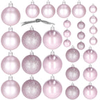 Set globuri de Craciun, 30 bucati, 3 modele, 4/5/6cm, roz