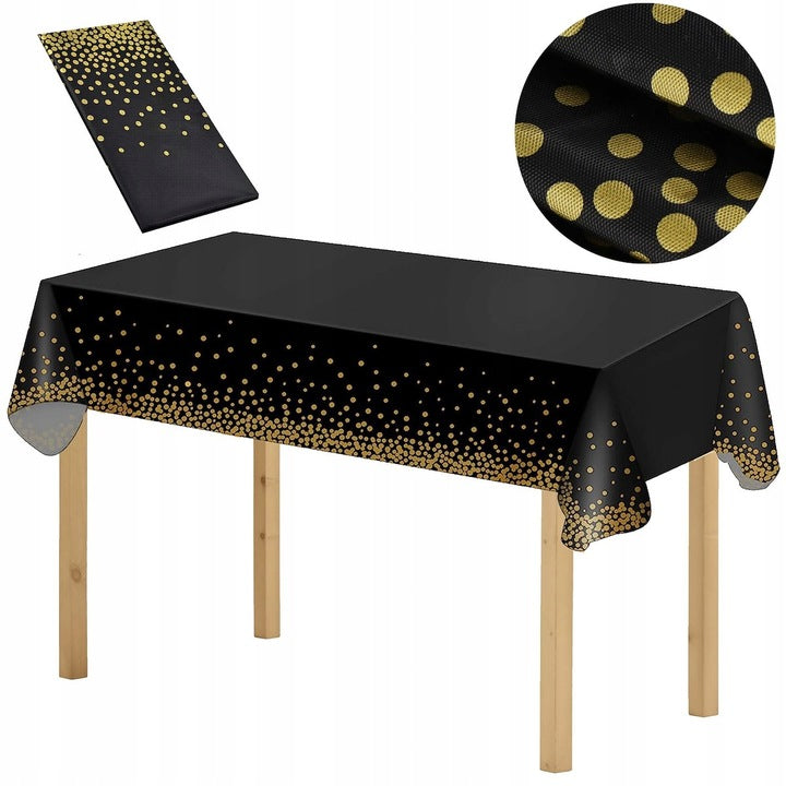 Fata de masa de unica folosinta pentru petreceri, 137x272cm, negru auriu