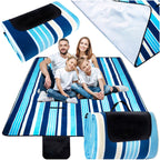 Patura pentru picnic sau plaja, cu folie izolatoare si maner, 200x200cm, alb albastru