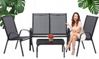 Set mobilier gradina textilene, 2 scaune, 1 canapea si 1 masa, gri inchis