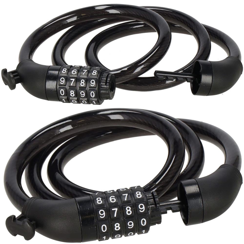 Lant antifurt bicicleta si trotineta, inchidere cifru, lungime 95 cm, Otel, Negru