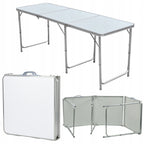 Masa pliabila metalica pentru gradina sau picnic, blat MDF, inaltime reglabila, 180x60cm