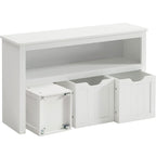 VASAGLE Comoda cu spatiu depozitare jucarii, 3 dulapuri mobile, 102x30x60 cm, alb