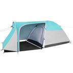 Cort plaja sau camping, impemeabil, cu terasa, 4 locuri, 175x310x130cm, gri albastru