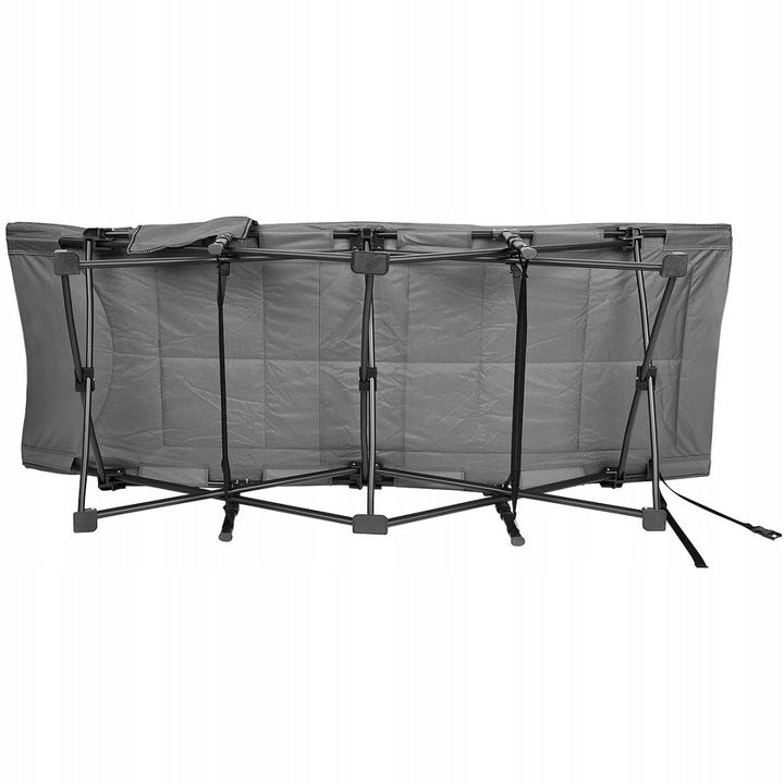 Pat pliant pentru camping, cu saltea si perna, structura metalica, 190x70x37cm, gri